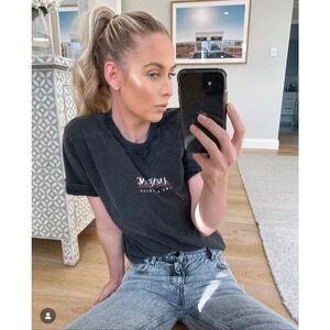 Anine Bing Limited Edition Lili Link Tee in Washed Black Size Medium